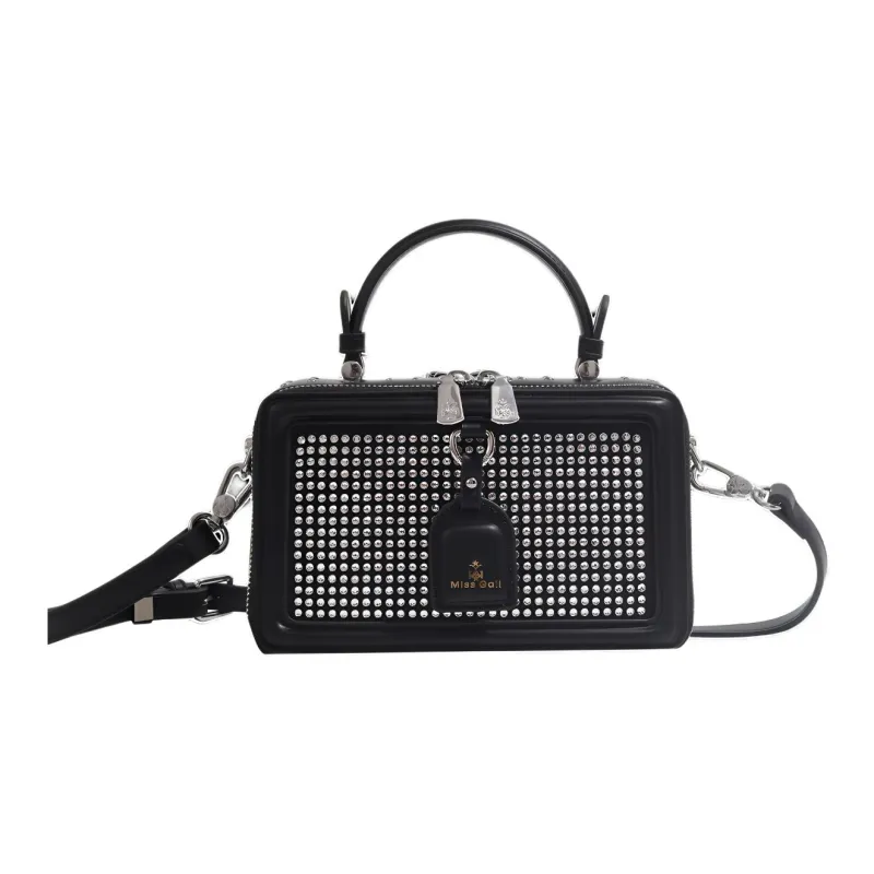 MISS GAIL Artificial Leather Handbag Shoulder Bag Crossbody Bag Medium Size Women's Diamond Black-1