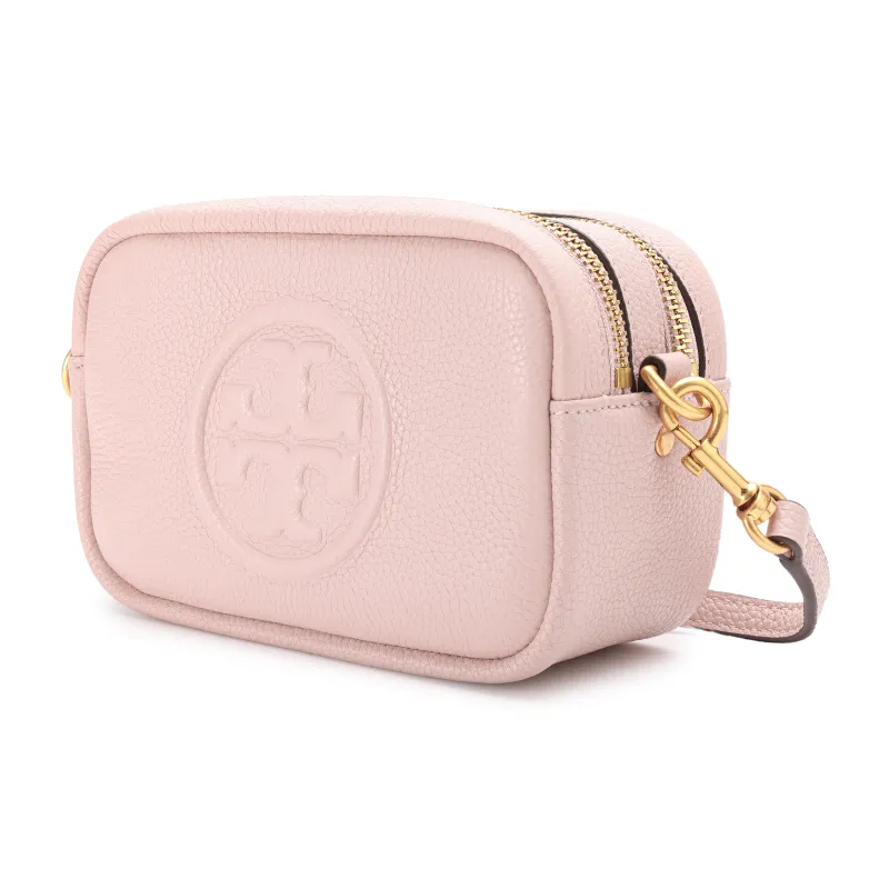 TORY BURCH Perry Cow Leather Camera Bag, Small Square Bag, Crossbody Bag Mini Women's Flesh Pink-1