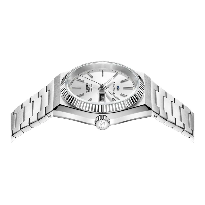 Sea Gull Automatic Mechanical Movement Stainless Steel Watchband Watch Men's Watches Silver Dial-2