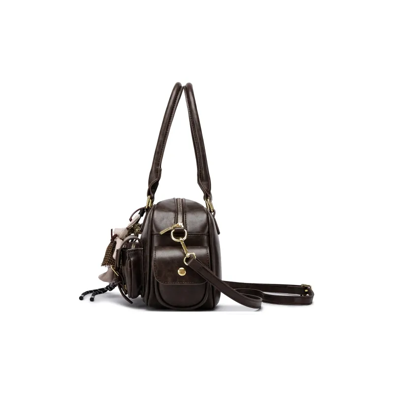 FAIRWHALE PU Shoulder Bag Crossbody Bag Handbag Medium Size Women's Coffee-2
