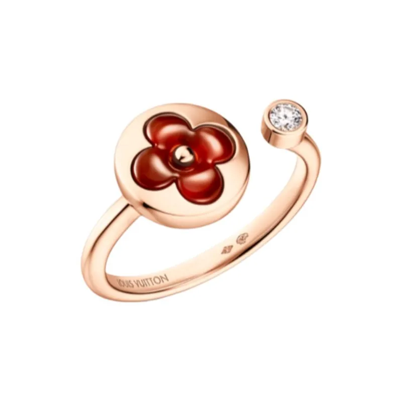 LOUIS VUITTON Red Chalcedony Rings Unisex Rose Gold-1