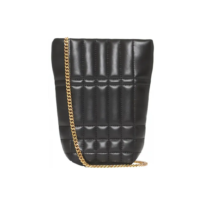 Burberry Lola Lola Bag Quilting Lambskin Handbag Crossbody Storage Bag Bucket Bag Shoulder Bag Women's Black-2
