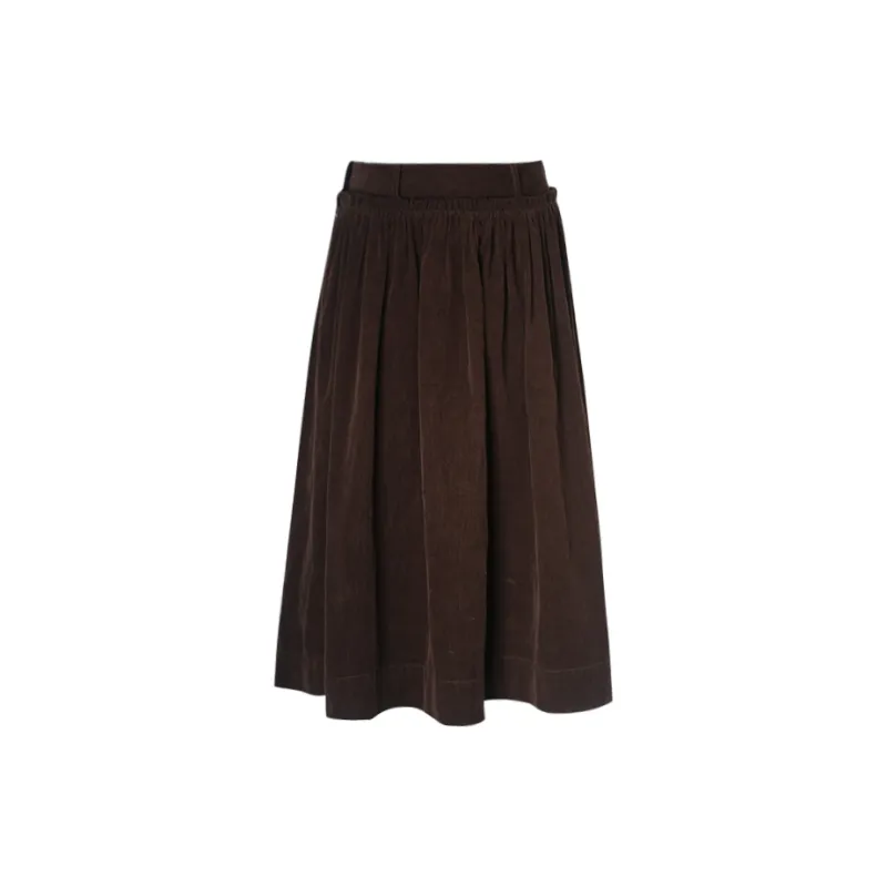 Little Pull Casual Long Skirts Women's Coffee-1