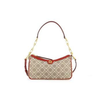 TORY BURCH Fabric Shoulder Bag Women's Hazelnut Brown Red