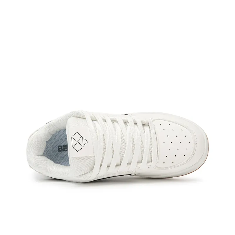 BEIER Fashion Versatile Minimalist Style Low Top Skateboard Shoes Unisex White Black-3