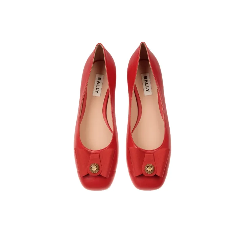 BALLY B Bow Casual Single Shoes Women's Red-3