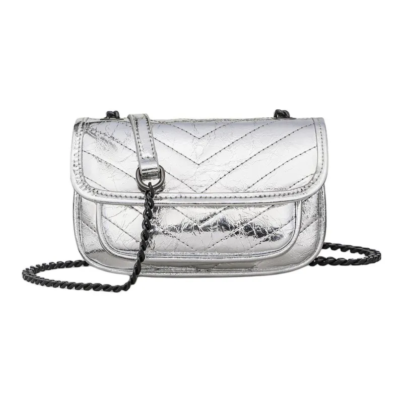 MILLIE'S Cow Leather Underarm Shoulder Bag, Crossbody Bag, Messenger Bag Women's Black/Silver-7