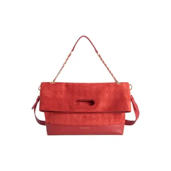 CLEVER& KETCH Suede Shoulder Bag Shoulder Bag Handbag Women's Red/Green