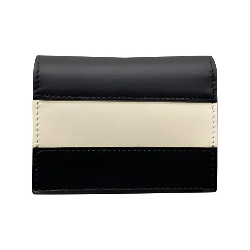 GUCCI Queen Margaret Leather Wallets Card Holders Women's Black & White-1
