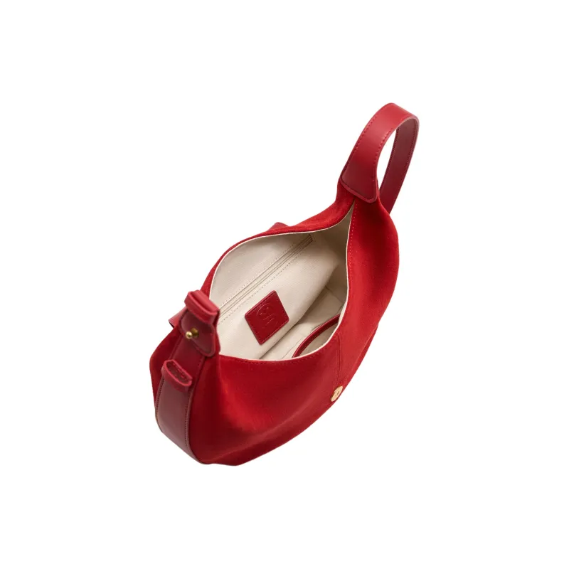 Simedin Cow Leather Saddle Bag, Shoulder Bag Medium Size Women's Burnt Red-4