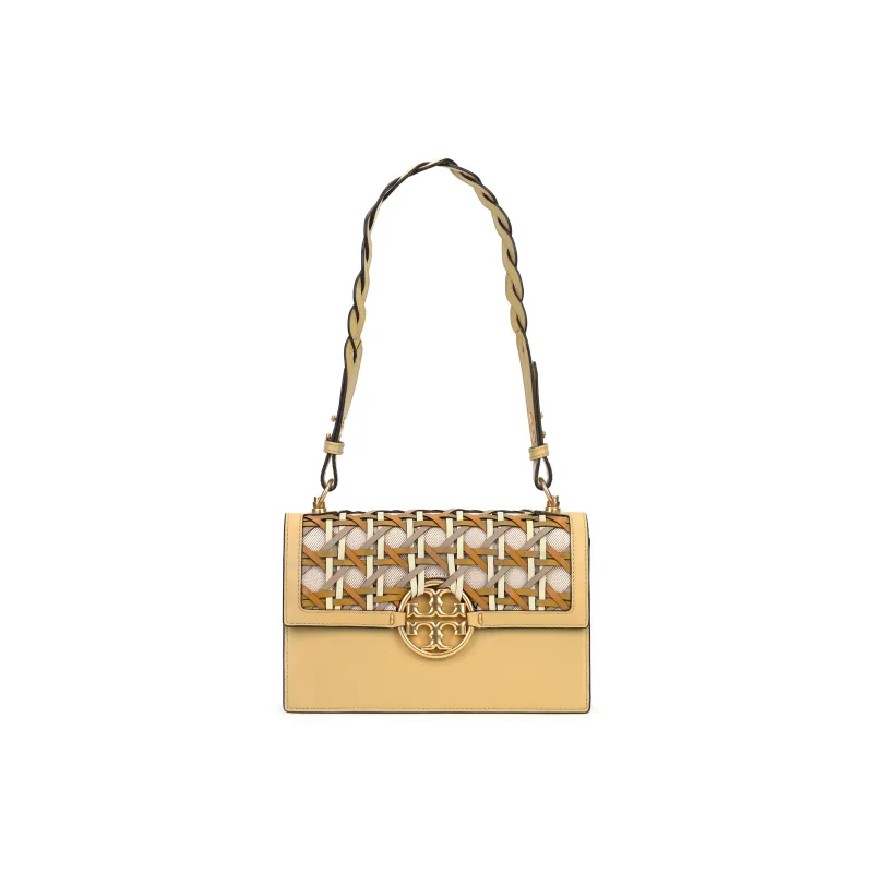 TORY BURCH Miller Cow Leather Trunk Bag, Shoulder Bag Trumpets Women's Yellow-0