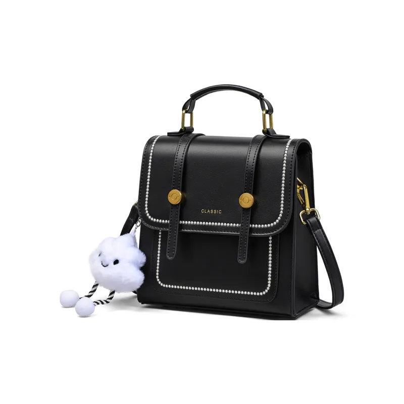 COMELY Cow Leather Backpack Women's Black-2