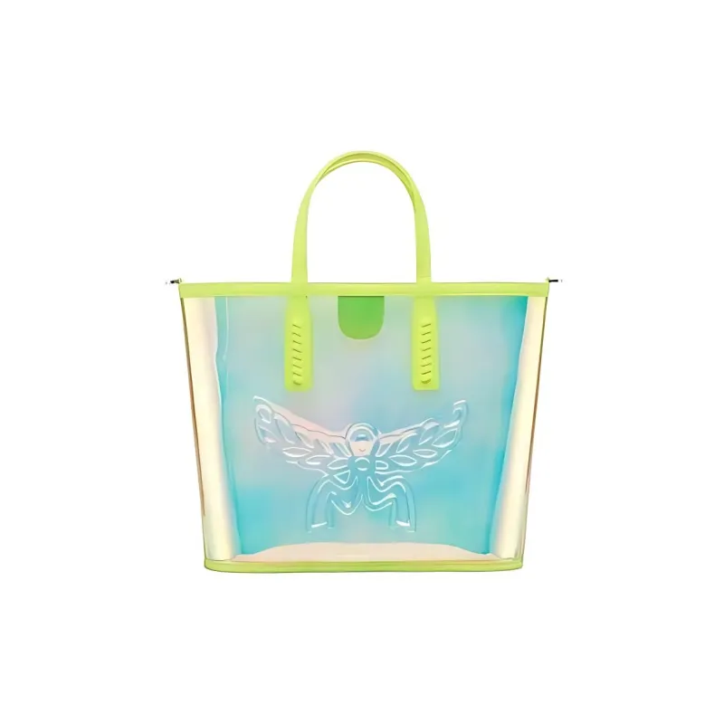 MCM TPU With Leather One Shoulder Handbag Small Size Women's Neon Yellow Multicolor-2
