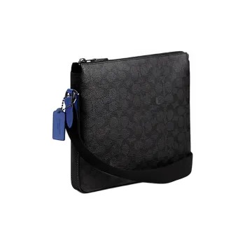 COACH Gotham Artificial Leather Shoulder Bag, Crossbody Bag Medium Size Men's Black & Blue
