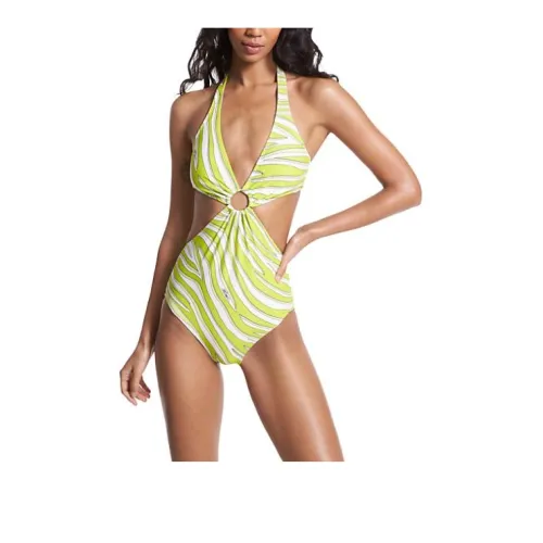 MICHAEL KORS Zebra Print Cutout Swimsuit One-piece Swimsuit Women's Yellow
