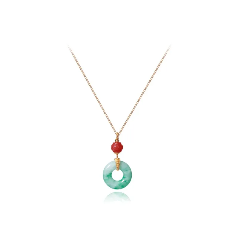 Green Craftsman Glutinous Jade Jadeite Necklaces Women's-0