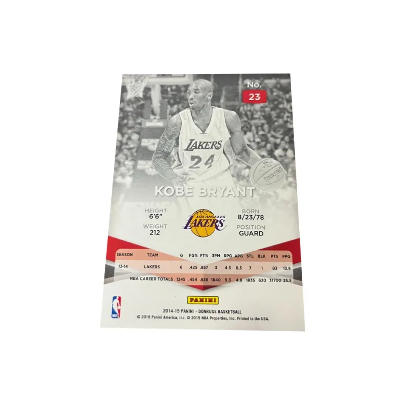 PANINI Lakers Kobe Black Mamba Elite Collection High End Selection Player Card Rare Card Sports Cards 1 Pc-1