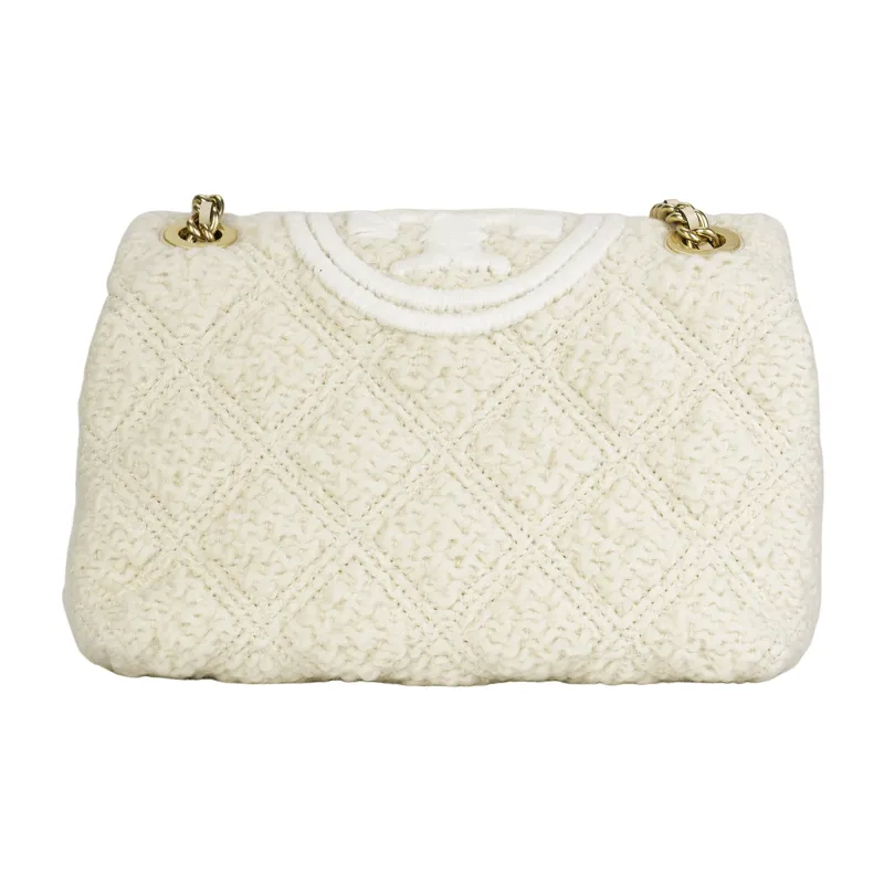 TORY BURCH Fleming Tweed Crossbody Bag Shoulder Bag Small Size Women's White-2
