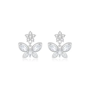 Lao Feng Xiang S925 Sterling Silver Stud Earrings Women's