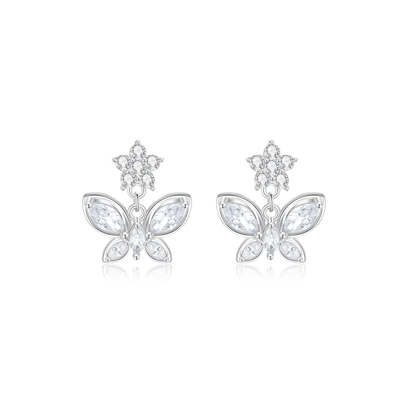 Lao Feng Xiang S925 Sterling Silver Stud Earrings Women's-0