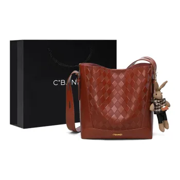 C°BANNER Split Cow Leather With Synthetic Leather Handbag, Shoulder Bag Large Size Women's Caramel