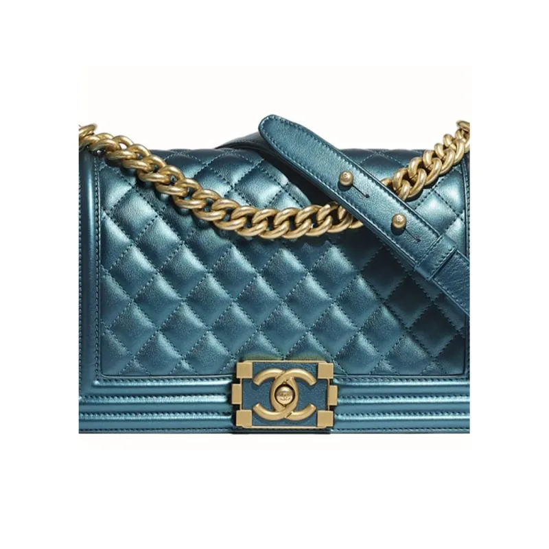 CHANEL Leboy Grain Embossed Calfskin Flap Bag, Crossbody Bag, Shoulder Bag Women's Marine Blue-4
