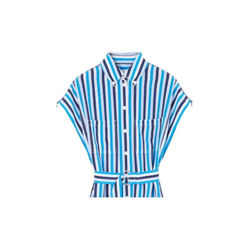 Burberry Nella Striped Shirt Dress Blue-4