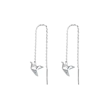 NUSQ 999 Fine Silver Zircon Drop Earrings Women's