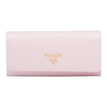 PRADA Saffiano Cow Leather Card Holder Wallet Women's Light Pink
