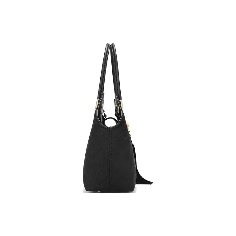 Ancient Yi Xi Mulberry Silk Cheongsam Fragrant Cloud Silk Bucket Bag Handbag Medium Size Women's Black-3