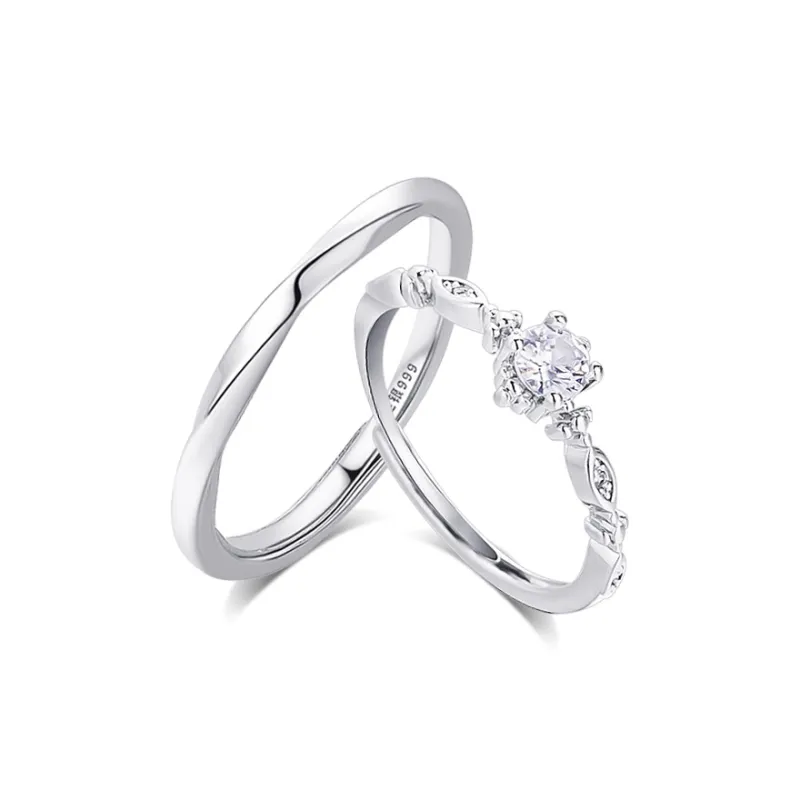 KUMET Sterling Silver Rings Unisex Bestie Same Style-0