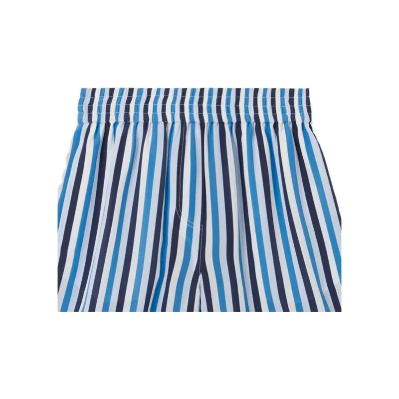 Burberry Lace Trim Stripe Silk Shorts Blue-4