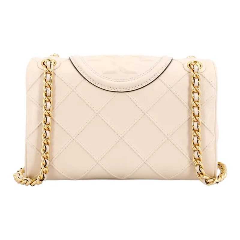 TORY BURCH Fleming Leather Crossbody Bag Shoulder Bag Small Size Women's Cream-2