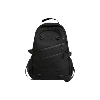 NOMK Nylon Backpack Unisex Black White Gray/Red/Brown