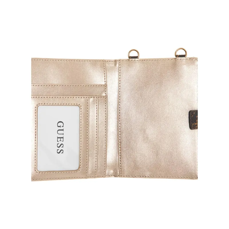GUESS Artificial Leather One Shoulder Crossbody Chain Bag With Passport Holder Women's Brown-4