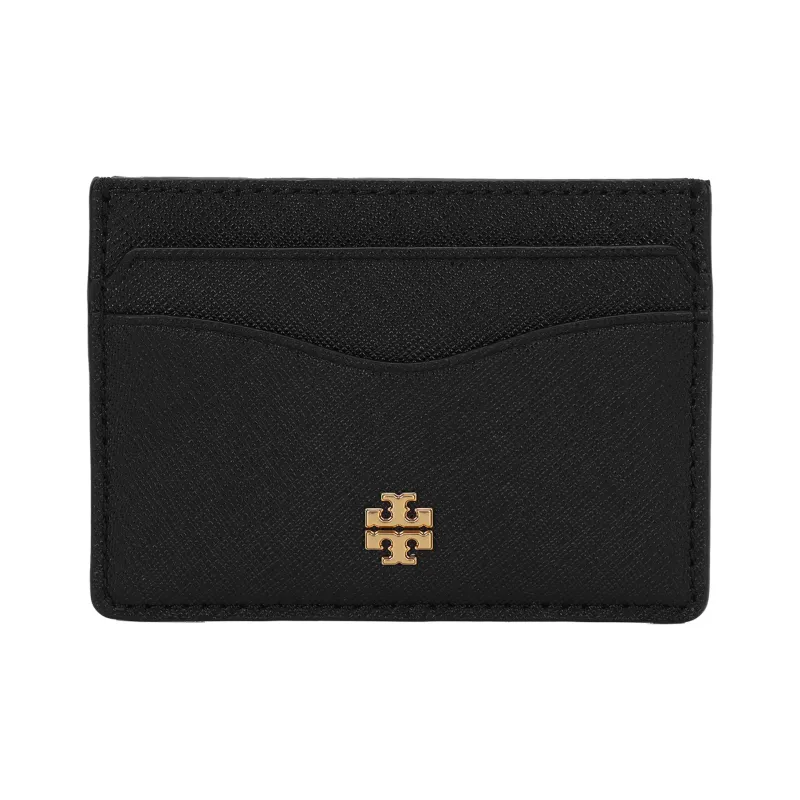 TORY BURCH Emerson Leather Card Holder Women's Black-0