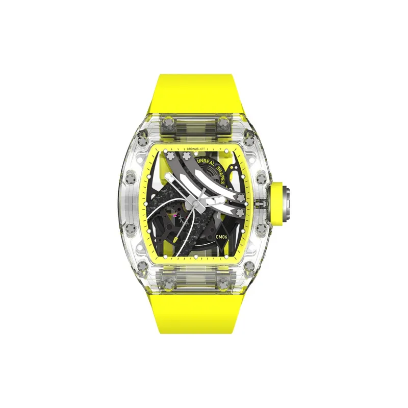 CRONUSART Crystal Fantasy Automatic Mechanical Movement Eco Friendly Fluoroelastomer Strap Watch Unisex Cut Out Dial-14