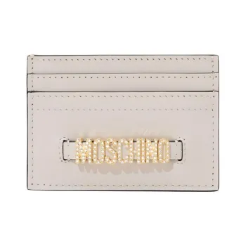 MOSCHINO Cow Leather Card Holder Women's Ivory White