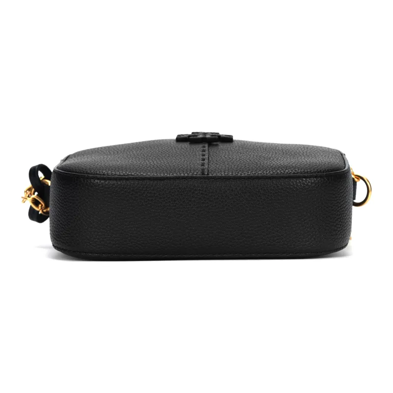 TORY BURCH McGraw Cow Leather Camera Bag, Crossbody Bag, Shoulder Bag Women's Black-3