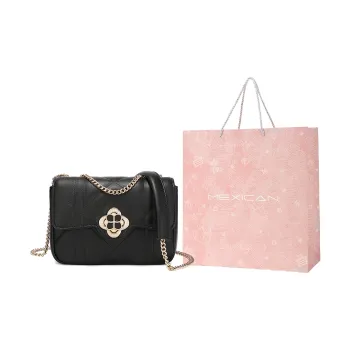 MEXICAN Polyurethane Small Square Bag, Chain Bag, Crossbody Bag Regular Women's Black/Ecru/Camel