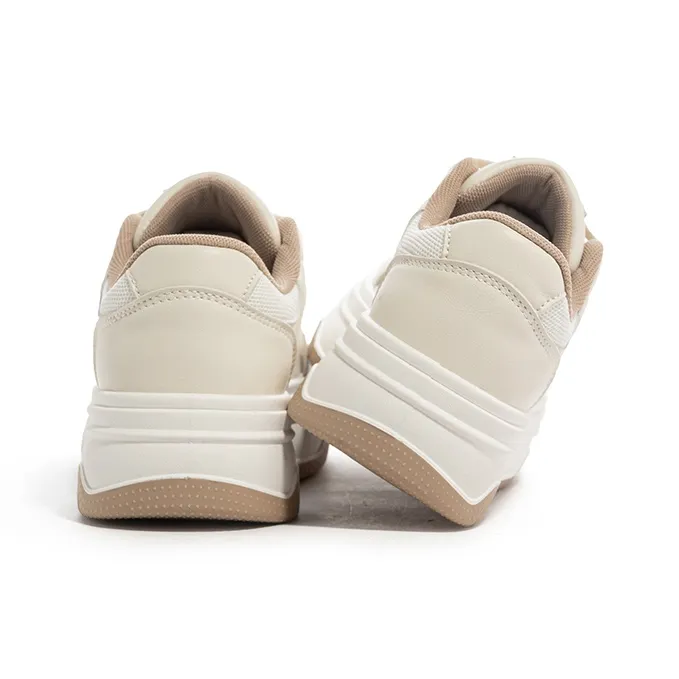 Babaya Anti Slip And Wear Resistant Lightweight Low Top Skateboard Shoes Women's Beige-5