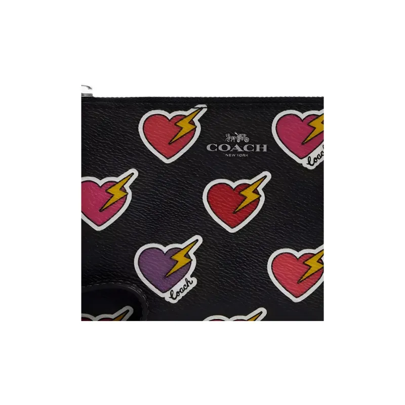 COACH Corner Zip Coated Canvas Wrist Bags Clutches Small Size Women's Black-4