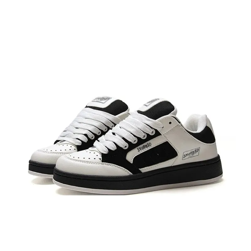 SHUXIAOBEI Wear Resistant Slip Resistant Low Top Skateboard Shoes Women's Black White-2