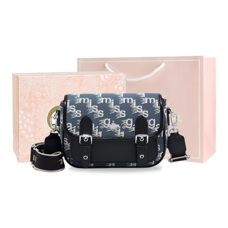 MISS GAIL Pu Shoulder Bag Medium Size Women's Blue-7