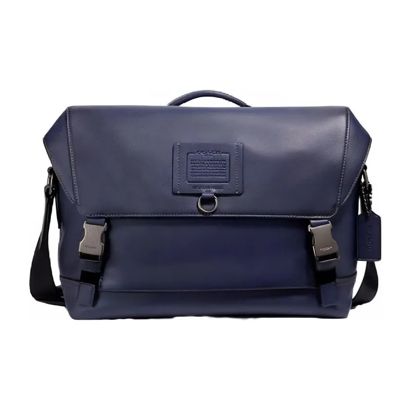 COACH Rivington Leather Messenger Bag Briefcase One Shoulder Handbag Men's Dark Blue-0