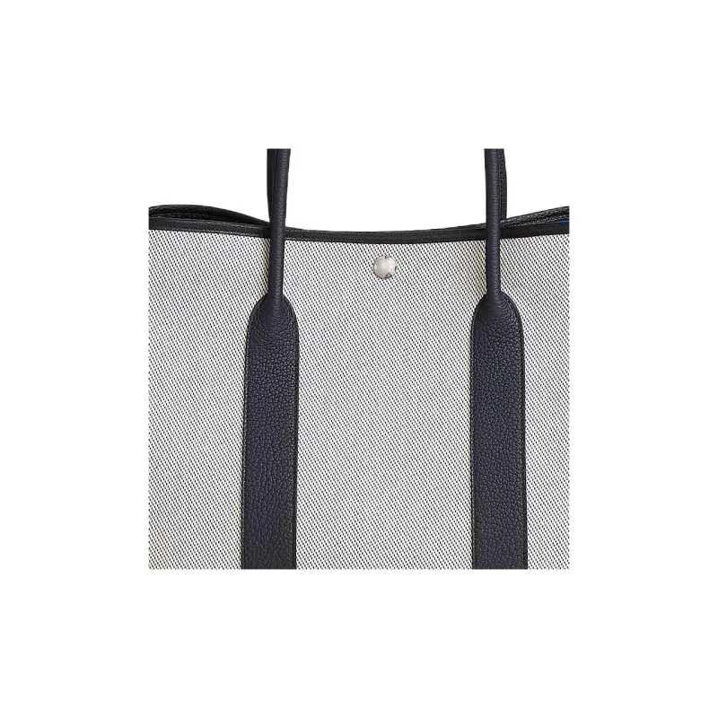 HERMES Garden Party Canvas With Negonda Calfskin Garden Bag One Shoulder Handbag Unisex Electric Blue/Indigo Blue-4