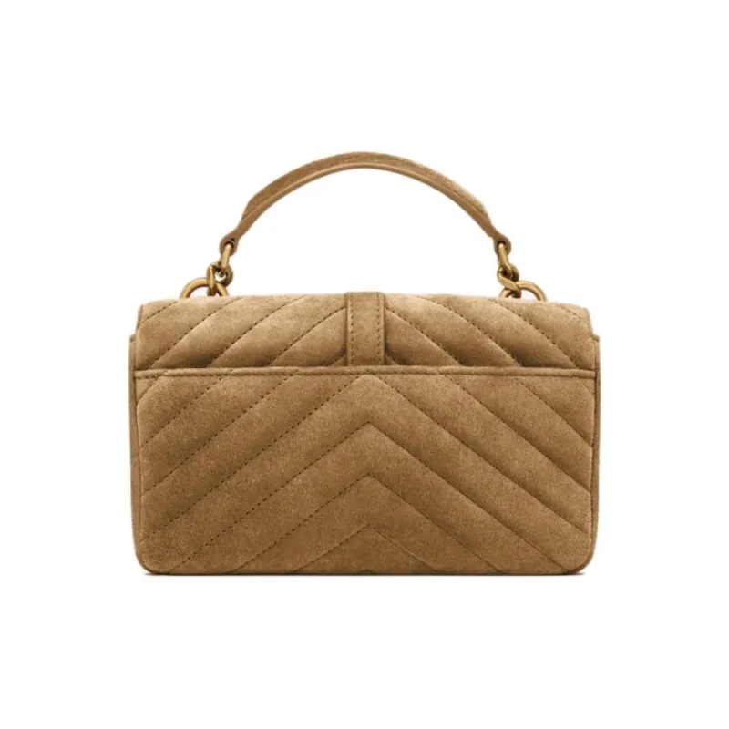 SAINT LAURENT College Split Cow Leather One Shoulder Handbag Mini Women's Golden Leaf-3
