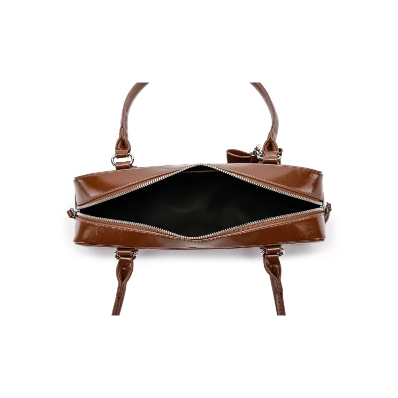 FAIRWHALE PU Shoulder Bag Women's Chestnut Brown/Burgundy-6