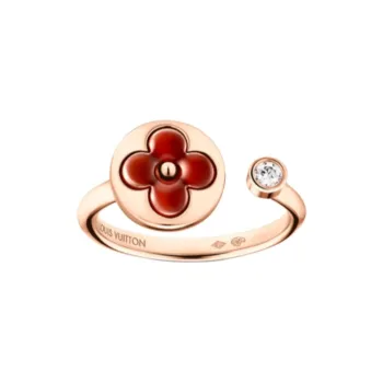 LOUIS VUITTON Red Chalcedony Rings Unisex Rose Gold