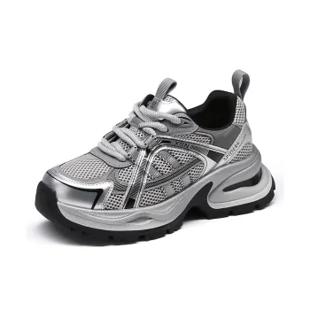 Spider King Breathable Low Top Chunky Sneakers Women's Silver